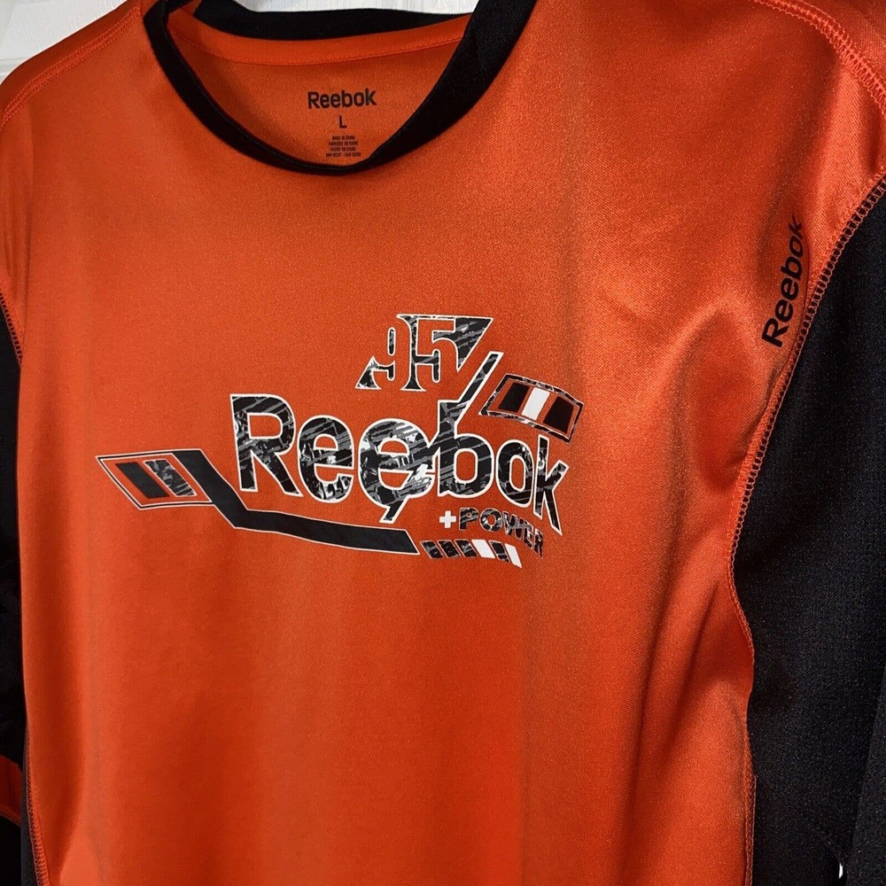 Reebok 95 + Power Crew Neck Graphic Athletic Long Sleeve Youth Large - Picture 2 of 5